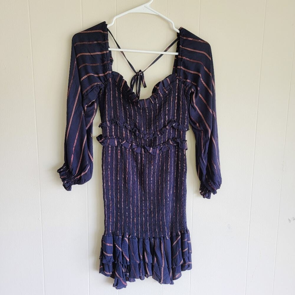 Vintage Havana Off Shoulder Striped Bodycon Mini Dress
